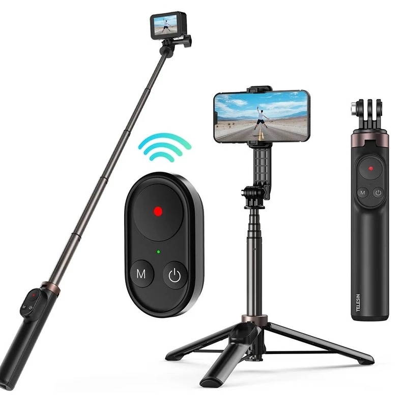 Selfie stick Telesin for smartphones and sport cameras with BT remote controller
