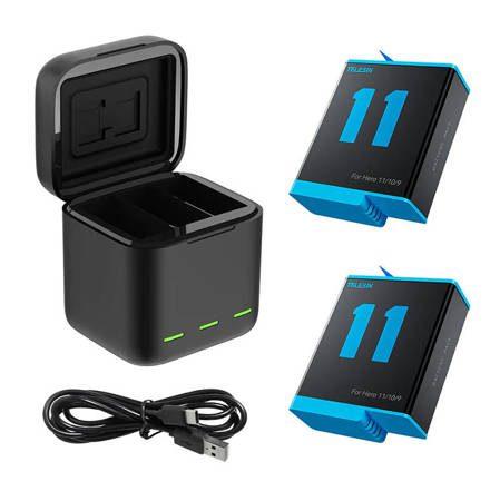 Charger box Telesin with 3-slot + 2 batteries for GoPro Hero 9 /10/11